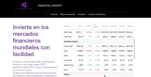 Financial market pagina web